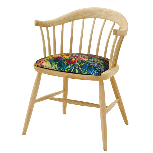 Hand crafted Darwin Dining Chair with seat upholstered in Gail's Garden from Liberty London