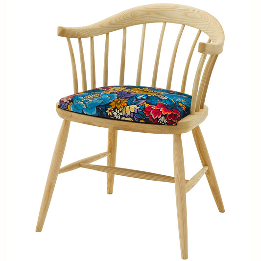 Handmade Darwin Dining Chair upholstered in Garden of Beauty velvet from Liberty London