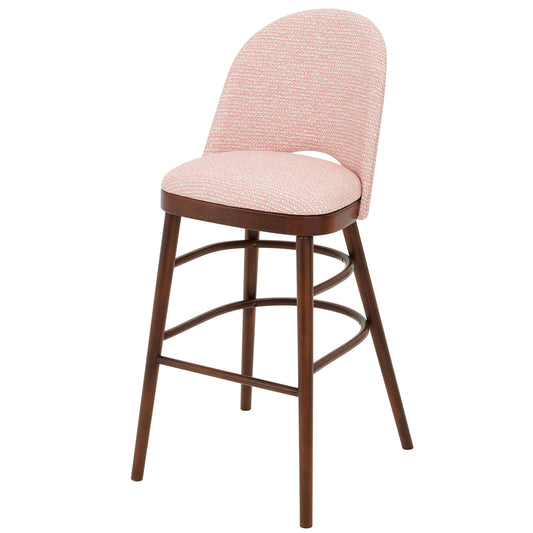 Ella Bar Stool upholstered in Mendip from Fermoie, dark oak finish.