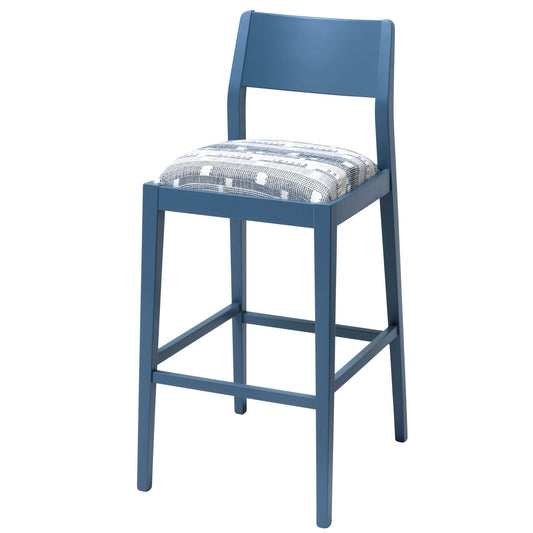 James Bar Stool Upholstered in Loom Weave Blue from Kit Kemp
