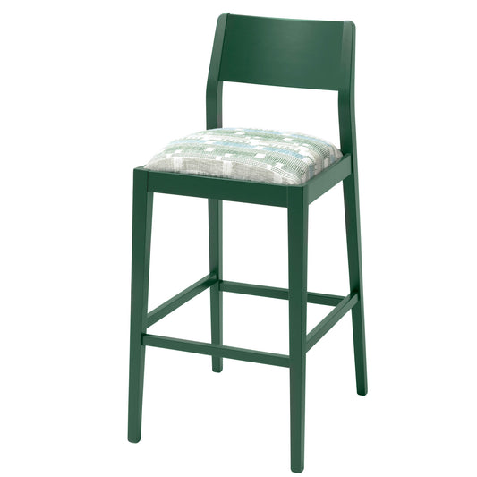 James Bar Stool Upholstered in Loom Weave Green from Kit Kemp