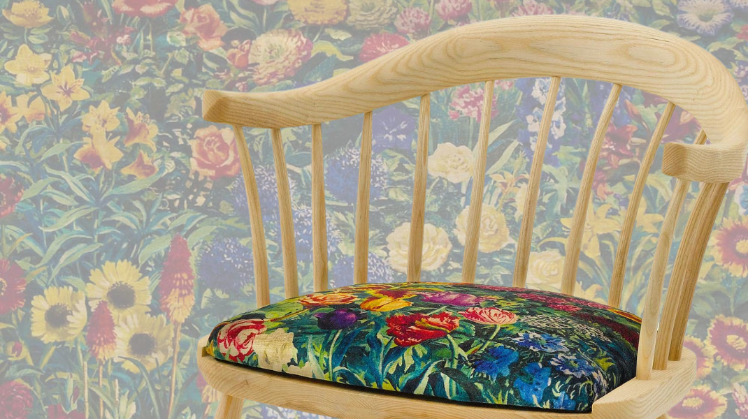 Darwin Armchair in Gail’s Garden Vintage Velvet by Liberty London