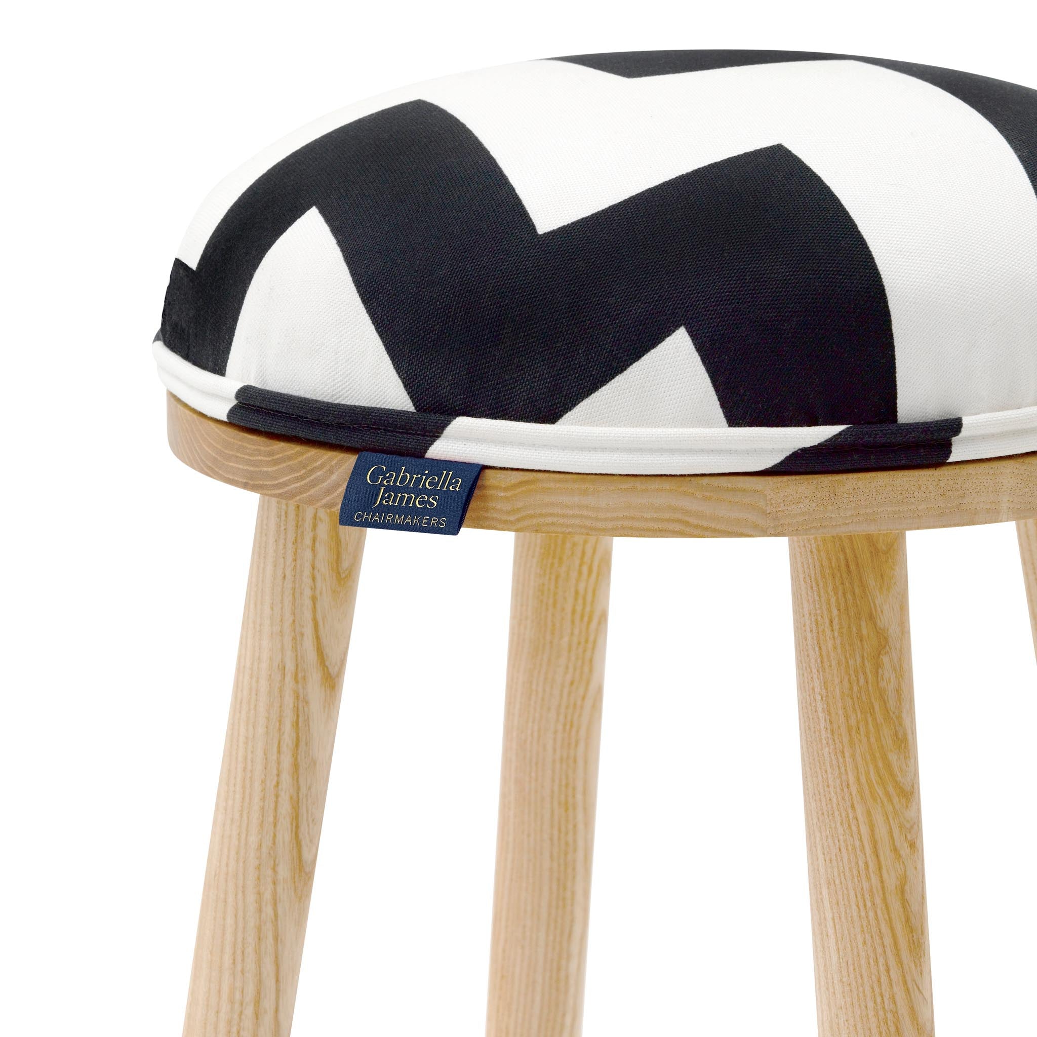 Turner Counter Stool Upholstered in Tizzy Peaks from Jon Burgerman
