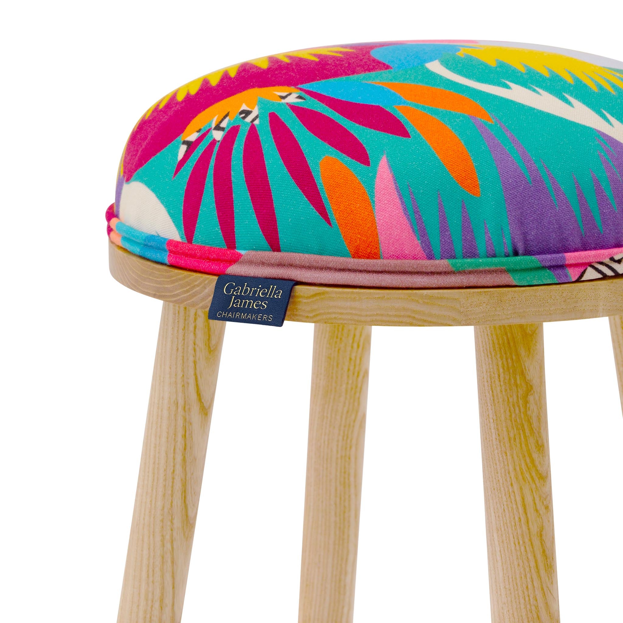 Turner Counter Stool Upholstered in Tropicalia from Kitty Mccall