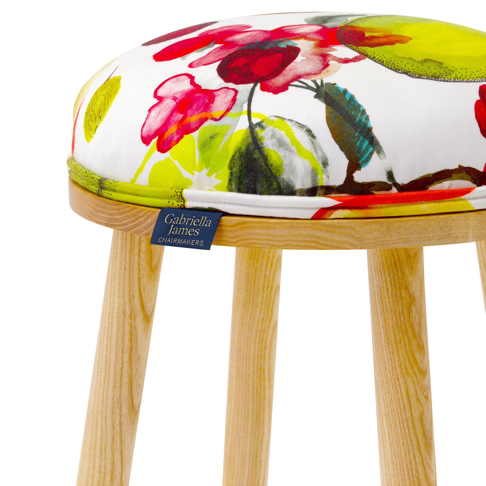 Turner Counter Stool Upholstered in Manaos Perroquet by Christian Lacroix