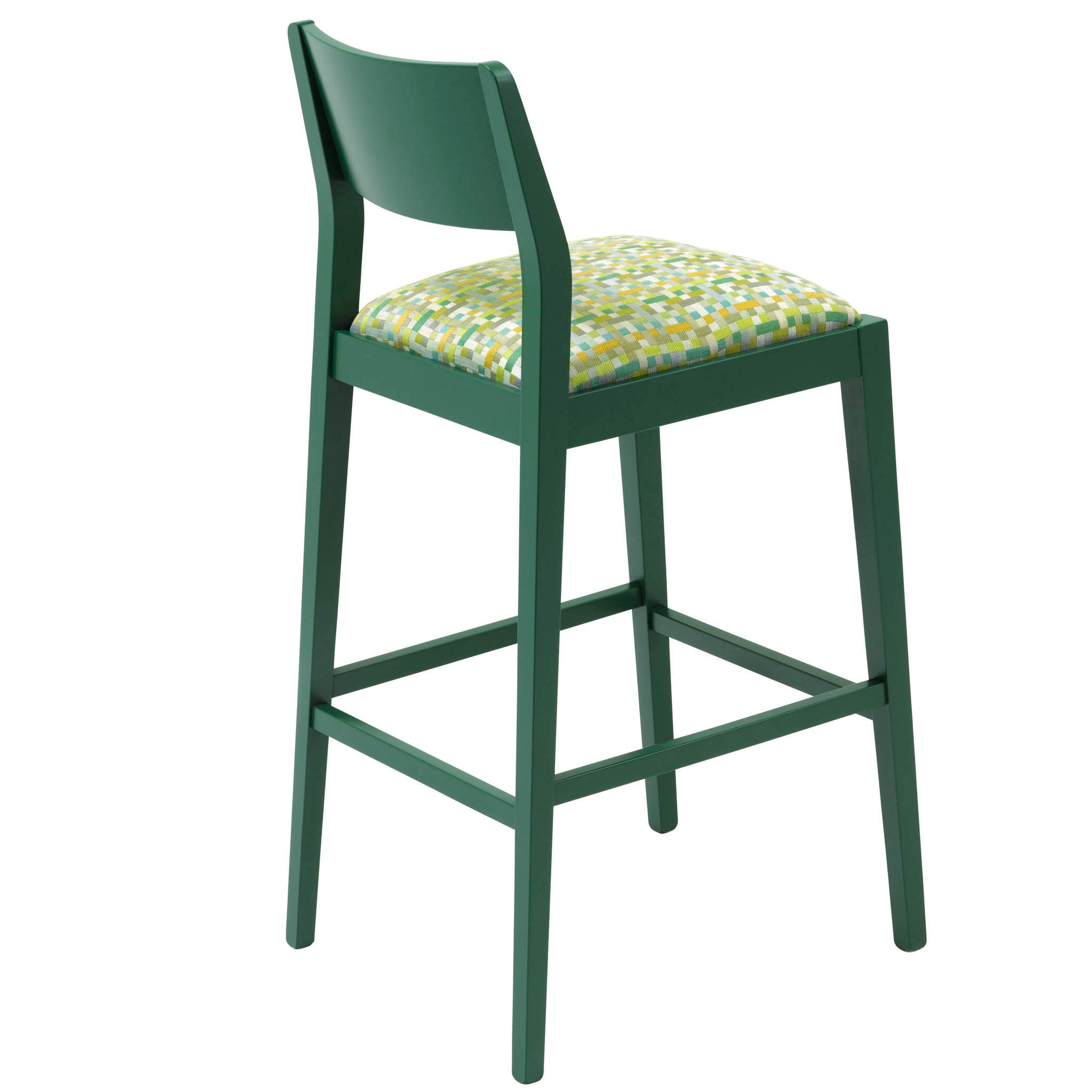 James Bar Stool Upholstered in Jukebox and finished in Green