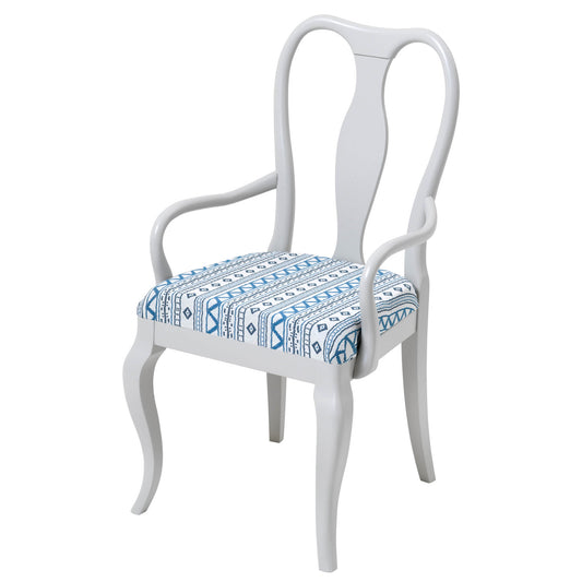 Marco Chair upholstered in Andean Vertical Stripe Blue by Penny Morrison