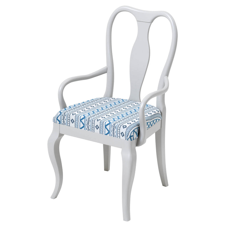 Marco Chair upholstered in Andean Vertical Stripe Blue by Penny Morrison