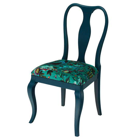 The Marco Chair Upholstered in Florika by House of Hackney, finished in Hague Blue