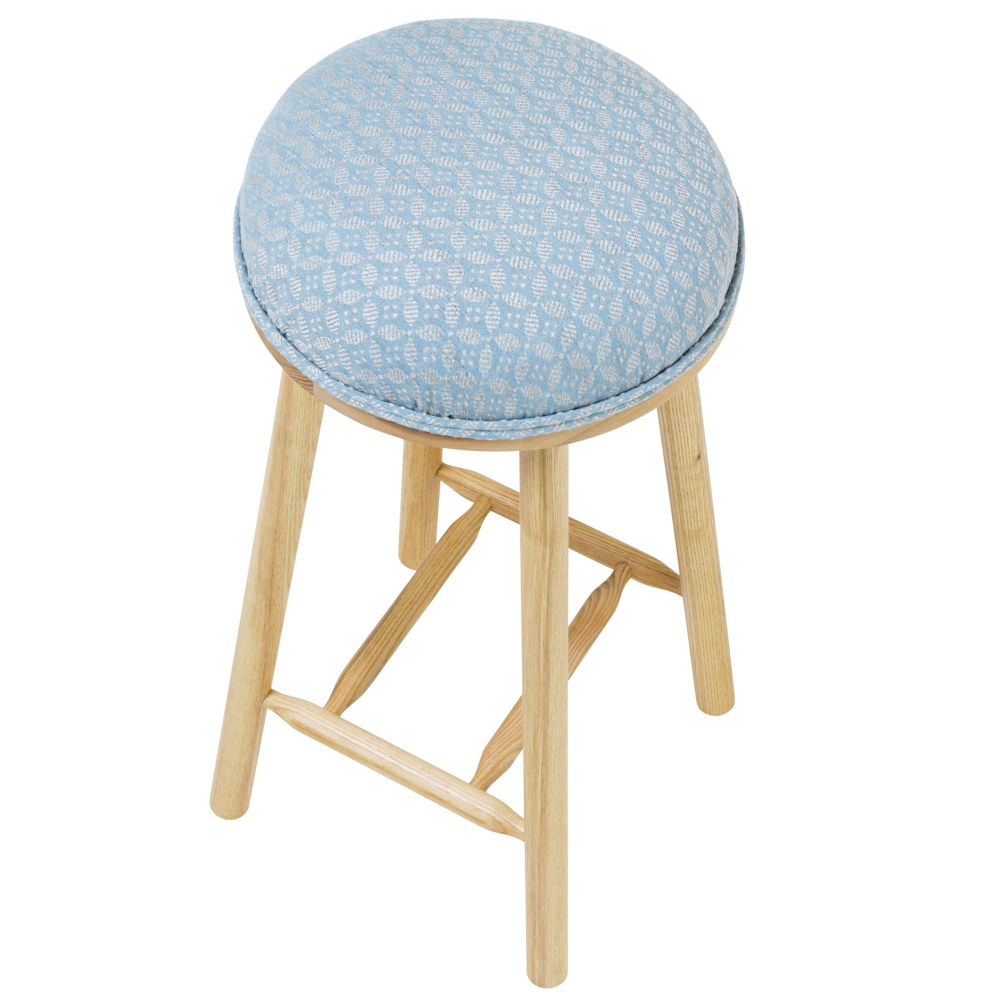 Turner Counter Stool Upholstered in pretty Hastings Bluebell from Northcroft