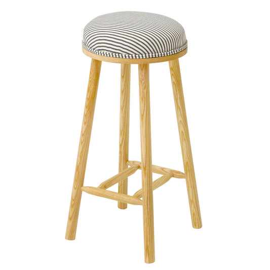 Turner Counter Stool Upholstered in Classic Ticking Striped Linen