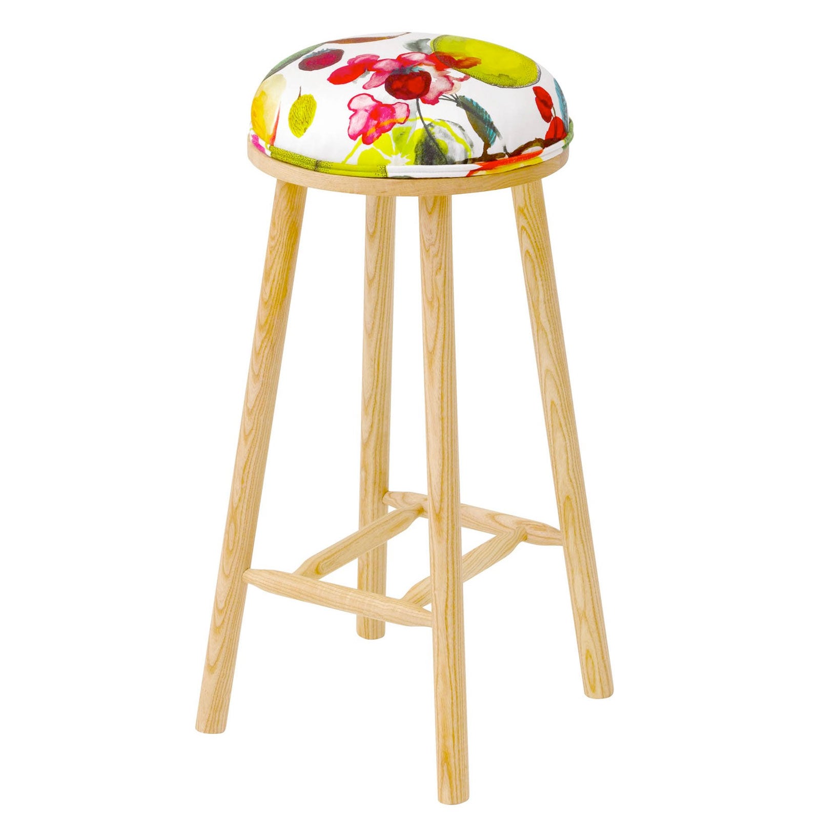 Turner Counter Stool Upholstered in Manaos Perroquet by Christian Lacroix